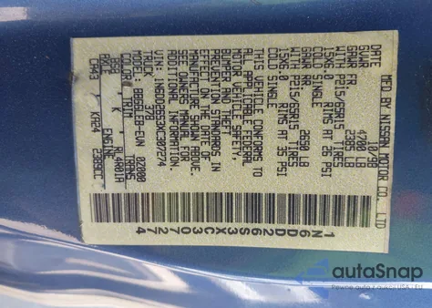 1999 Nissan Frontier Se/Xe z USA, uszkodzony, nr VIN 1N6DD26S3XC307274